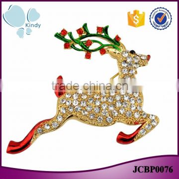 Fashion festival jewelry zinc alloy rhinestone full jewelled running Christmas deer brooch