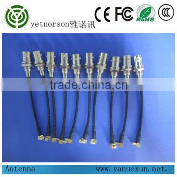 Yetnorson rf cable assembly with RG 179 cable .right angle MCX and BNC Q9 connectors