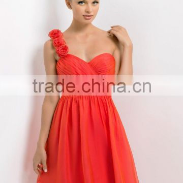 High quality new arrival fashion one shoulder chiffon cocktail dresses custom made china supplier CYC-027