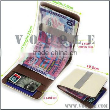 double colors steel blank bar money clips with leather card holder