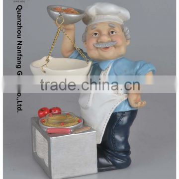 Chef Taking Tray Polyresin Oil Burner with Ceramic Bowl