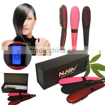 100% original NASV beauty star LCD hair straightener Brush,Welcome OEM
