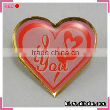 Wholesale custom lapel pins, letter"I LOVE YOU" heart shaped lapel pins