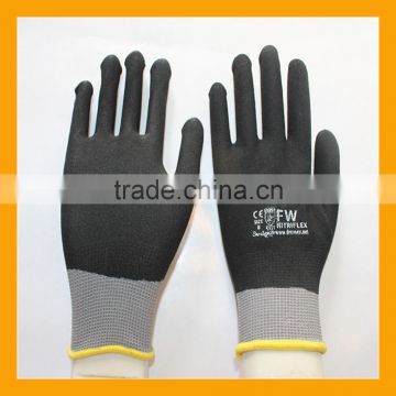 15G Seamless Nylon Shell Fully Dipped Sandy Nitrile Gloves