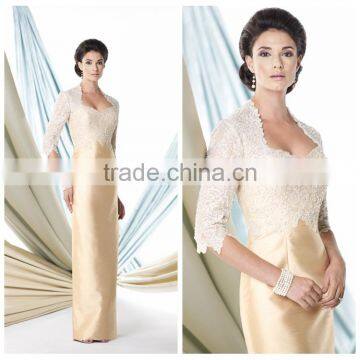new fashion white lace see-through gold prom evening dress