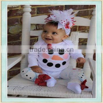 2017 baby girl romper white long sleeve snowman appilque style boutique christmas clothes