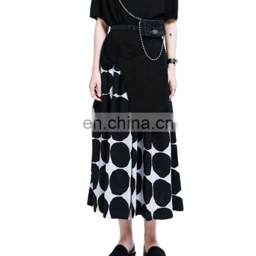 TWOTWINSTYLE Dot Hit Color Women's Skirt High Waist Tunic Pocket Loose Casual Midi Summer Skirts Female Korean
