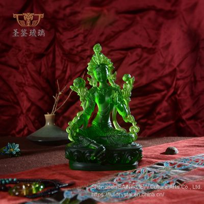 Liuli Medicine Green Tara Buddha Kwan-yin Bodhisattva Size padmasambhava H12cm