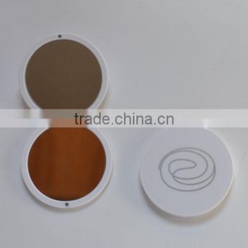 Promotional gift customized logo hand mirror round shaped double sides mirror in bulk small