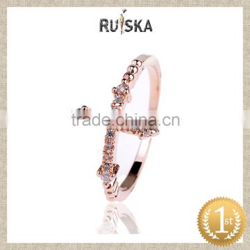 Dignity Rose Gold Plated Alloy Crystal Cross Ring