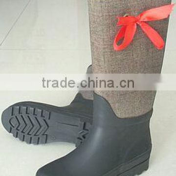 Fabric cover fashion rubber rain boot