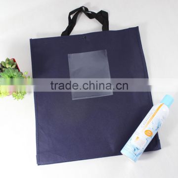 Wholesale custom non woven shopping bags with PVC pocket for boutiques