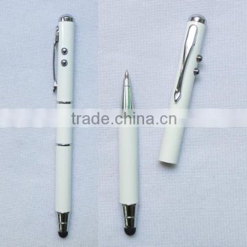 White Color Metal 4 In 1 Pen,Touch Screen Pen ,Red Laser and White Light Tool Pen