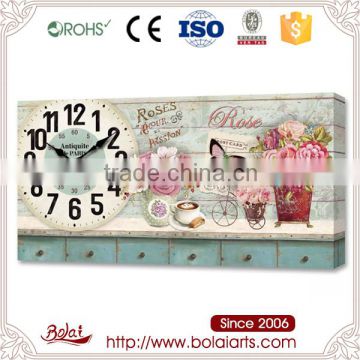 Unique design light green drawers and blossom flowers modern wall clock