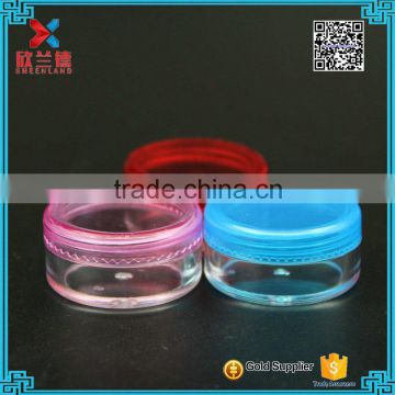 cream plastic sample jars,5g cream jar,5ml small jar with color lid