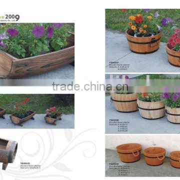 Round wooden flower pot with hoop iron/wooden square flower Pot