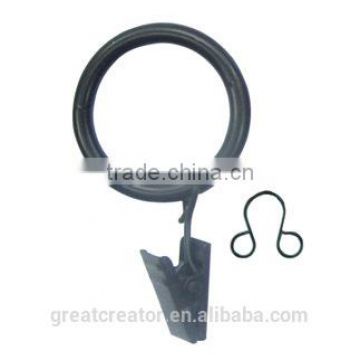 Matt Black Metal Curtain Ring w/Clip And Eyelet for 13mm/16mm/19mm Curtain Rod