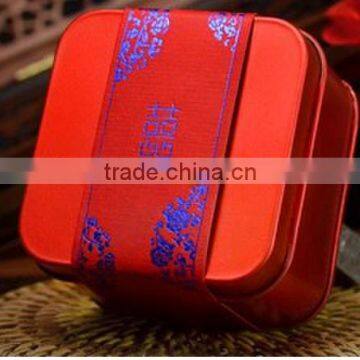 wholesale superior quality metal candy tin box with ribbon