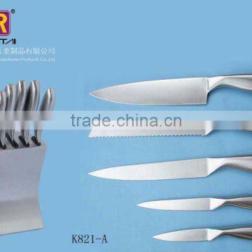 Top quality stainlesss steel kithcen knife set in stainless steel block