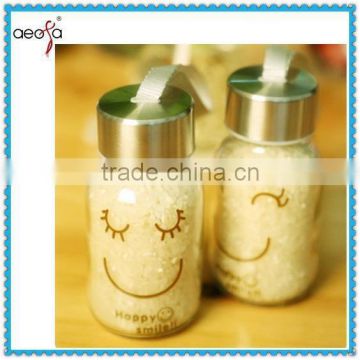 Pattern Colored Glass Drinking Bottles With ScrewMetal Lids
