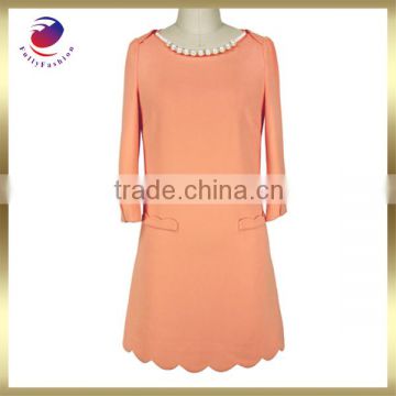 pictures office dress for ladies long sleeve pink beaded dress