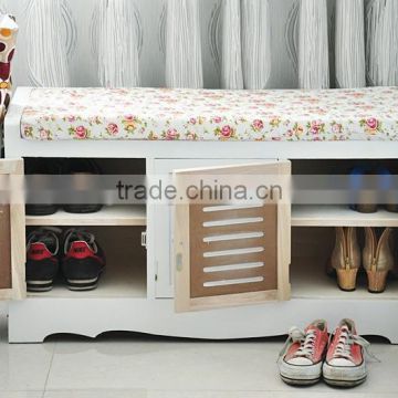 Wood storage cabinet shoe rack bench with drawer for living room