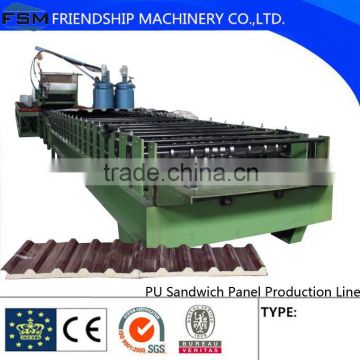 one Metal Steel + Polyurethane+composite Film, custom-made Continuous PU Sandwich Panel Production Line
