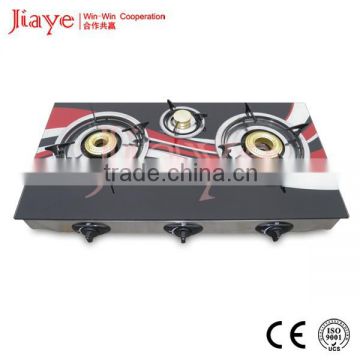 2015 3 burner gas stove glass top for kitchen JY-TG3017
