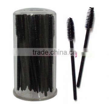 80pcs nylon bristle plastic handle disposable mascara brush in PS dispenser