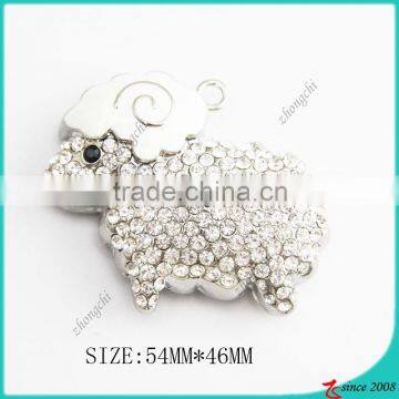 zinc aloy silver luxury crystals sheep charm