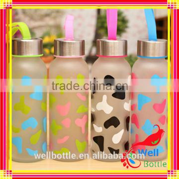 350ml glass water bottle with metal lid free sample Good in sealing glass bottle