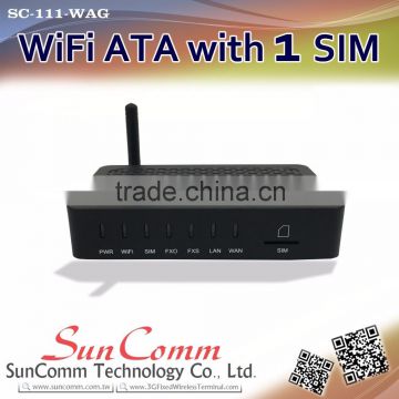 SC-111-WAG Wifi ATA with 1SIM, 1FXO, 1FXS, Wifi hotspot, GSM, multi-functional gateway, WiFi AP