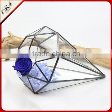 Factory Direct Sales Unique Design Of High-grade Large Diamond Shape Geometric Glass Terrarium Vase Wholesale