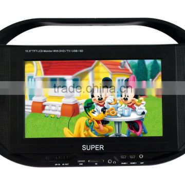 11" inch Cheap Portable DVD Player With DC 12V Car Adapter Power Supply
