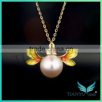 18 k Gold Angel Pearl Pendants Charms Necklace Jewellry