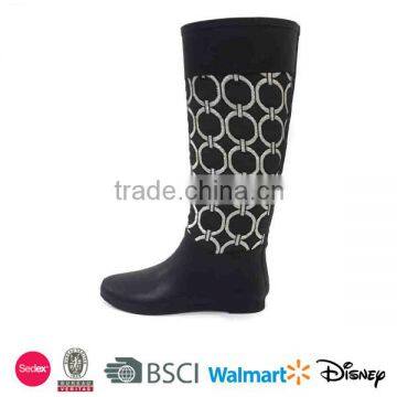 New design Black Rain Rubber Duck Boots Waterproof Rain Boots