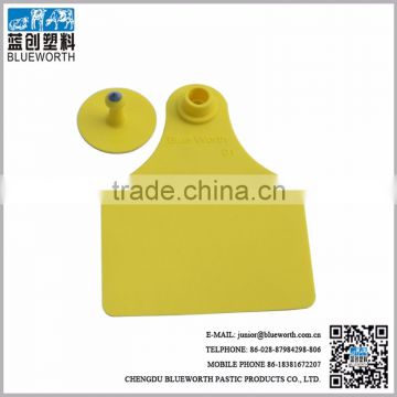 China large size two pieces TPU yellow ear tag for wholesale