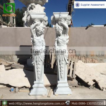 Stone carving cheap white marble caryatids 2.4 meters high