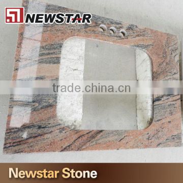 Newstar Bathroom Glass Countertop Vanity Unit With Granite Top