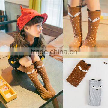 B40773A Low MOQ knee length kids girls fox patterns stockings