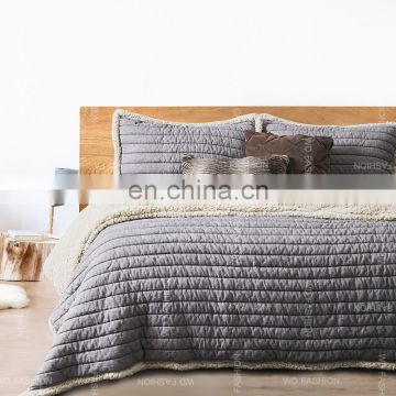 Stone washed pluffy sherpa super king size sale comforter set full size bedding set