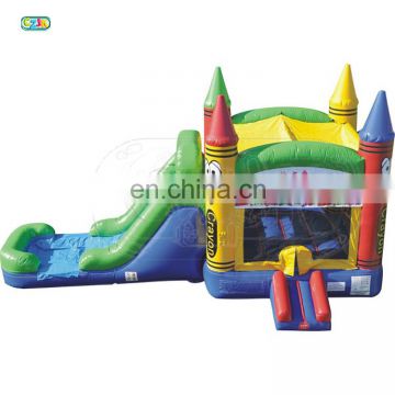 crayon moonwalk trampoline jumper inflatable combo bouncy bouncing castle with slide