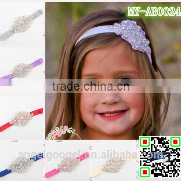 aliexpress hair accessories blingbling wedding flower girl glitter headbands with jewelry diamond pearl MY-AB0024