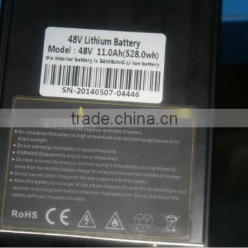 48v 11ah inside frame lithium battery with samsung cell