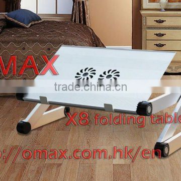 Fashion adjustable vented laptop table antique furniture aircraft folding table OMAX A6