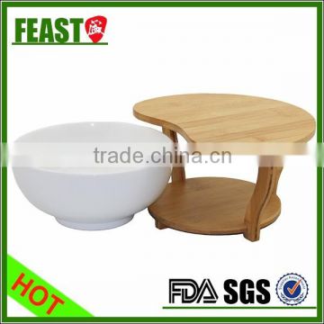 Food use and Eco-Friendly Feature ceramic salad bowl with bamboo shelf food storage bowl 2015 HOT SELLING salad bowl