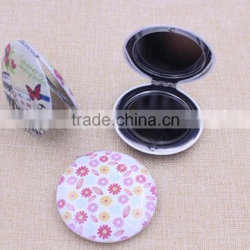 Promotional customized company logo Metal round cosmetic mirror