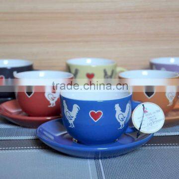 200ml Hen desgin ceramic coffee cup and saucer