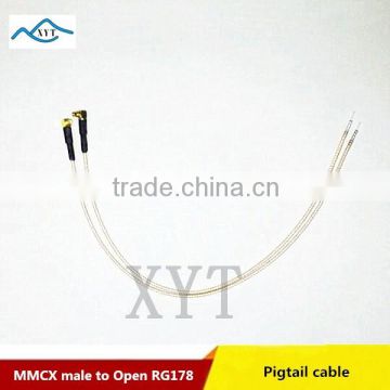 Factory Price MMCX male right angle to Open rg178/rg316 antenna pigtail cable/wire