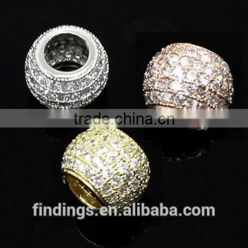 SJ3125 Newest roundelle Silver cz pave beads in European Jewelry